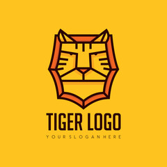 Tiger head monogram line art logo