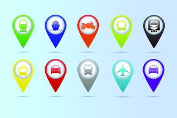 multi color pin map marker pointer icon, location map icon vector set