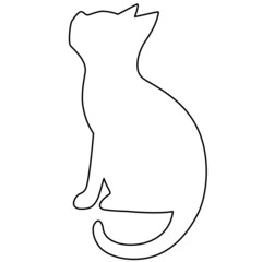 ネコのシルエット線画イラスト2