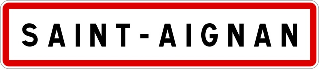 Fototapeta premium Panneau entrée ville agglomération Saint-Aignan / Town entrance sign Saint-Aignan