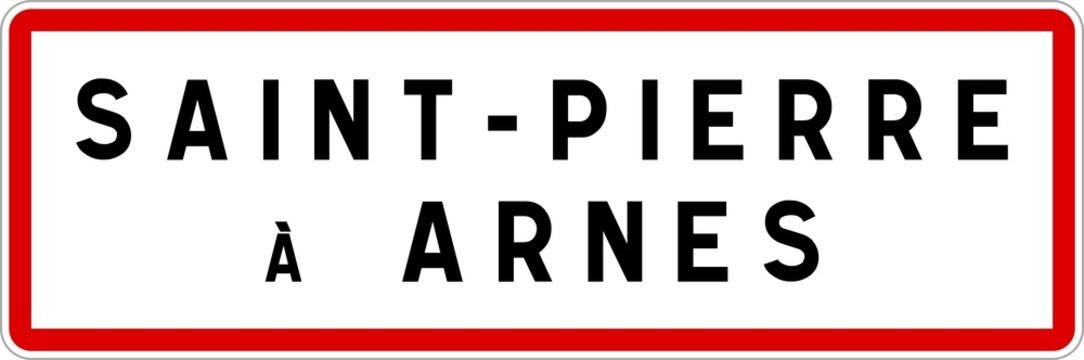 Panneau entr&eacute;e ville agglom&eacute;ration Saint-Pierre-&agrave;-Arnes / Town entrance sign Saint-Pierre-&agrave;-Arnes