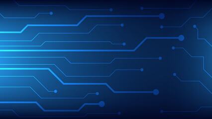 Hi-tech digital circuit board. AI pad and electrical lines connected on blue lighting background. futuristic technology concept

