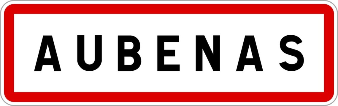 Panneau entr&eacute;e ville agglom&eacute;ration Aubenas / Town entrance sign Aubenas