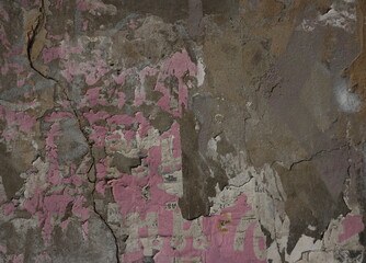 The shadow of the old gray cement wall surface with cracks