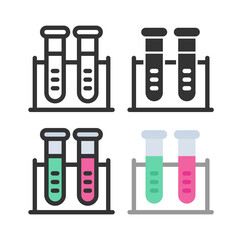 Test tube chemistry science laboratory colorful vector icon set