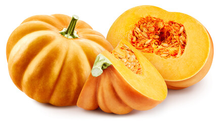 Ripe pumpkin with leaves