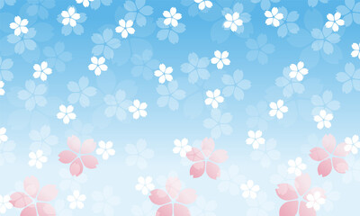 春のイメージの桜のイラスト背景　桜吹雪　花満開バックグラウンド