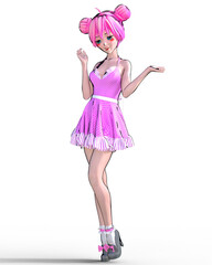 3D japanese anime girl.