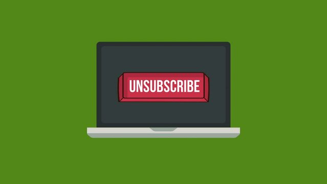 unsubscribe with cursor button animation.button on laptop screen.4K motion animation