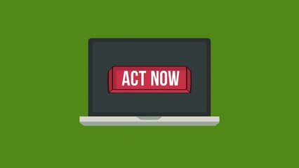 act now with cursor button animation.button on laptop screen.4K motion animation