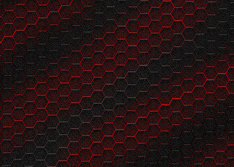 Hexagon pattern with red and black bacground