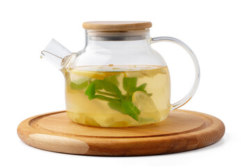 Tea pot isolated on white background, close up