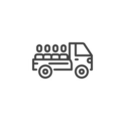 Refugee truck line icon