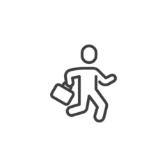 Man with suitcase line icon
