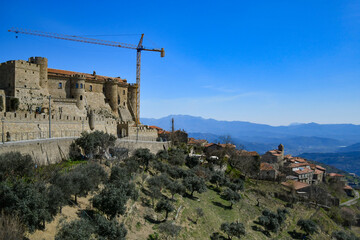 Panoramic view of Rocca Cilento, a medieval village in the province of Salerno, Italy.