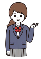 学生 女性 説明 困惑 イラスト