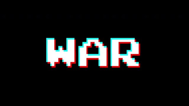 war glitch animation.  isolated on black background.digital glitch effect. 4K video. cool effect.