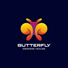 Vector Logo Illustration Butterfly Gradient Colorful Style.