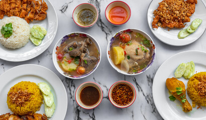 Mixed Thai and Muslim Food Selections 