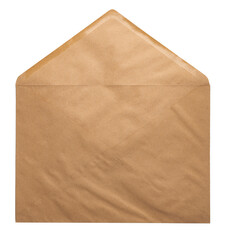 Recycled craft paper envelope isolated white background