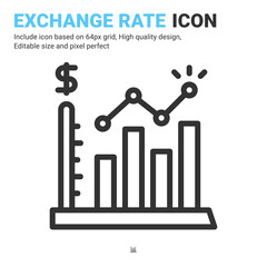 Exchange rate icon vector with outline style isolated on white background. Vector illustration graph sign symbol icon concept for business, finance, industry, company, apps, web and all project