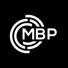 MBP letter logo design. MBP monogram initials letter logo concept. MBP letter design in black background.