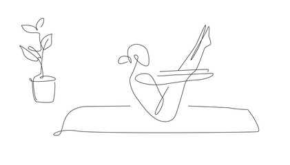 yoga Cobra Pose. One line yoga asana illustration. Vector pilates simple pose