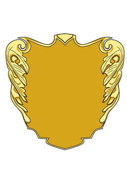 golden shield with ribbon