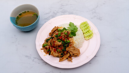 Mixed Thai and Muslim Food Selections 