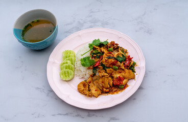 Mixed Thai and Muslim Food Selections 