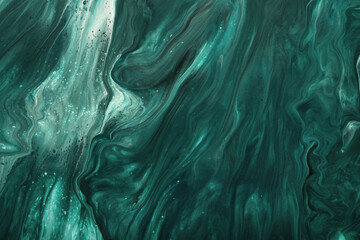 Fototapeta Fluid Art. Liquid Velvet Jade green abstract drips and wave. Marble effect background or texture obraz