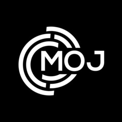 MOJ letter logo design. MOJ monogram initials letter logo concept. MOJ letter design in black background.