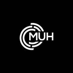 MUH letter logo design. MUH monogram initials letter logo concept. MUH letter design in black background.
