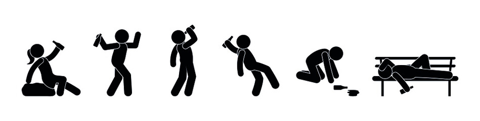 drunk people icon, isolated pictogram, man drinking alcohol