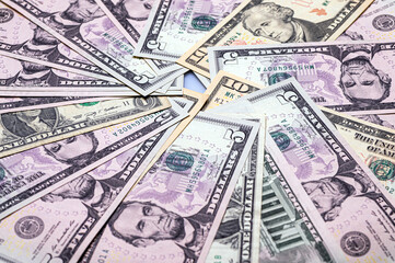 Closeup of American dollar banknote texture, monetary, business and financial background