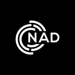 NAD letter logo design. NAD monogram initials letter logo concept. NAD letter design in black background.