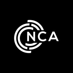 NCA letter logo design. NCA monogram initials letter logo concept. NCA letter design in black background.