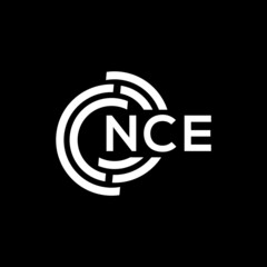 NCE letter logo design. NCE monogram initials letter logo concept. NCE letter design in black background.