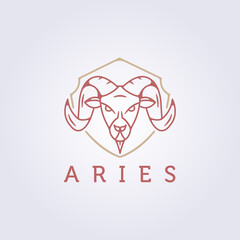 simple modern magic witchcraft astrology aries zodiac sign symbol icon logo vector illustration design