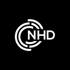 NHD letter logo design. NHD monogram initials letter logo concept. NHD letter design in black background.
