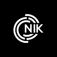 NIK letter logo design. NIK monogram initials letter logo concept. NIK letter design in black background. - obrazy, fototapety, plakaty
