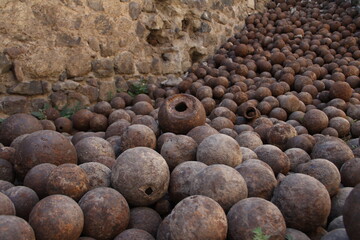 close up of cannon balls