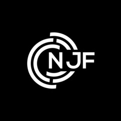NJF letter logo design. NJF monogram initials letter logo concept. NJF letter design in black background.