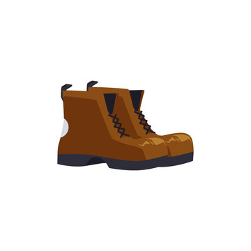 Work or road rough boots pair, flat vector illustration isolated on white.