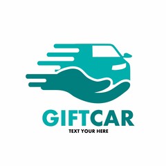 Gift care or delivery car vector logo template. This design use hand move symbol. Suitable for business