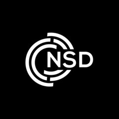 NSD letter logo design. NSD monogram initials letter logo concept. NSD letter design in black background.