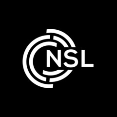 NSL letter logo design. NSL monogram initials letter logo concept. NSL letter design in black background.