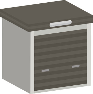Clip art of shutter-type shed with closed door