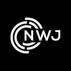 NWJ letter logo design. NWJ monogram initials letter logo concept. NWJ letter design in black background.