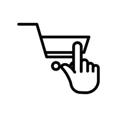 Shopping icon. touch with shopping cart. line icon style. suitable for online shopping icon. simple design editable. Design template vector